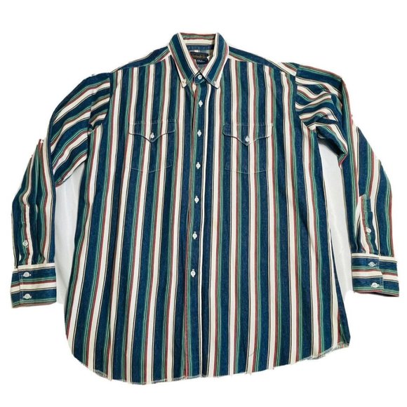 Panhandle Slim Other - Panhandle Slim Men's 17.5 X 36 Western Thick Cotton Strip Shirt Collar Vintage